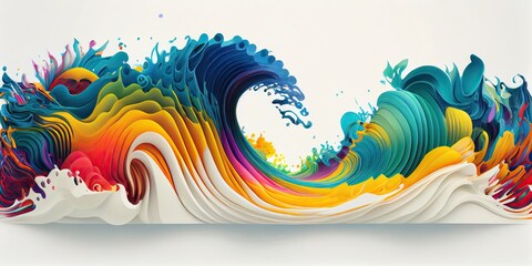 Fototapeta na wymiar multicolored fluid swirling waving background, generative ai
