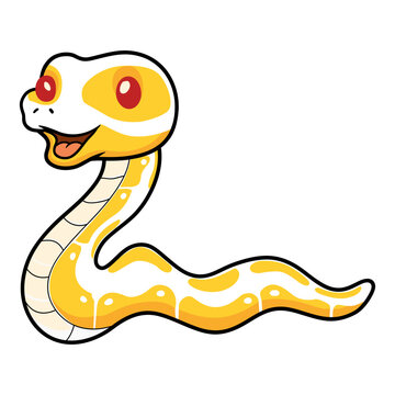 Cute albino ball python snake cartoon