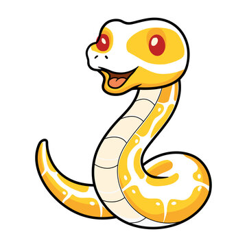 Cute albino ball python snake cartoon