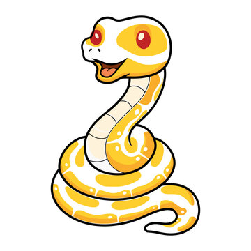 Cute albino ball python snake cartoon