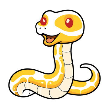 Cute albino ball python snake cartoon