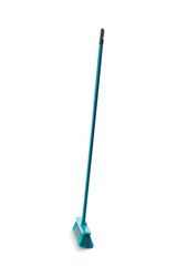Blue broom for cleaning on white background