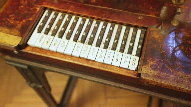 The Hughes-Phelps telegraph - a piano-based text entry device, 19th century. High quality photo