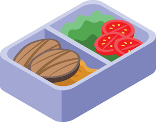 Trucker food box icon isometric vector. Truck driver. Worker transport