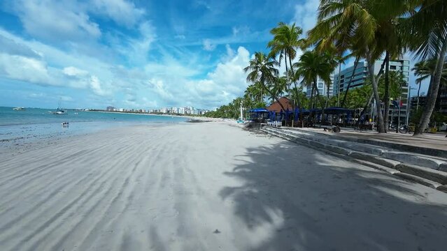 Pajucara Beach At Maceio In Alagoas Brazil. Beach Scenery. Cityscape Landscape. Tourism Landmark. Travel Destinations. Vacations Tropical. Pajucara Beach At Maceio In Alagoas Brazil. 