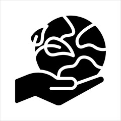 A huge hand holding earth icon. concept icons about environmental protection and nature conservation. vector illustration on white background