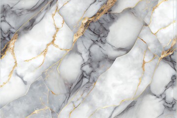 White marble with gold and grey veins surface abstract background. Decorative acrylic paint pouring rock marble texture. Horizontal natural grey and gold abstract pattern. - obrazy, fototapety, plakaty