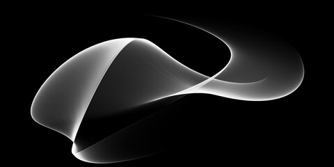 Abstract grey wave on a black background	