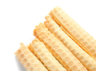 Wafer rolls isolated on white background