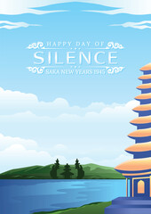 Bali's Day Of Silence And Hindu New Year Vector Illustration fit for Poster Banner and Template, Indonesain Bali's Nyepi Day, Hari Nyepi, Hindu Statue