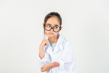 smart doctor Little Girl with white medical coat