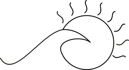 simple vector sea icon with black and white sun