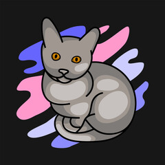Cat Cartoon Design Cute Flat Design Logo