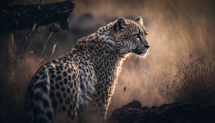 leopard roaming the savannah
