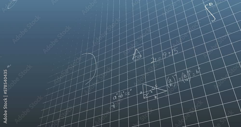 Aufkleber animation of mathematical data processing on grey background