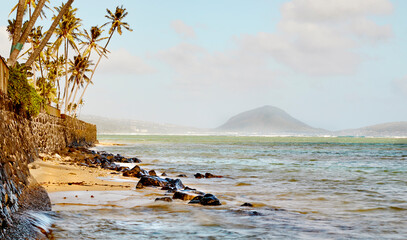 Kahala coastline on the island of Oahu, Hawaii with Koko Head Crater in background