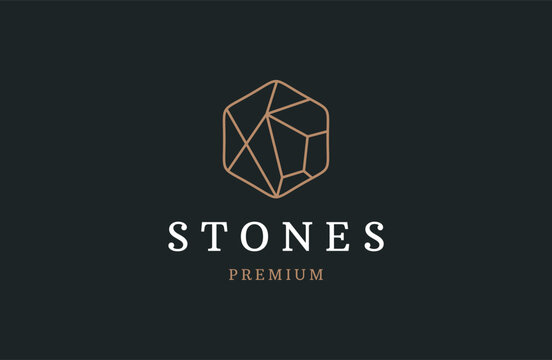 stone logo icon design vector illustration with abstract isolated black background