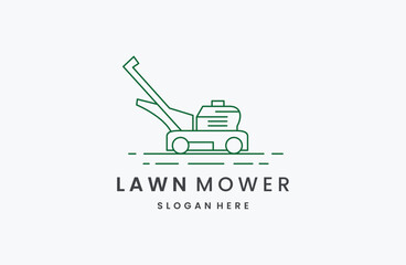 Lawn Mower Logo. Lawn Mowing Logo line art icon .