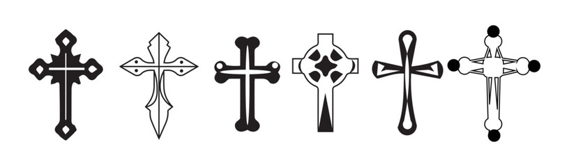 Set of crosses on white background