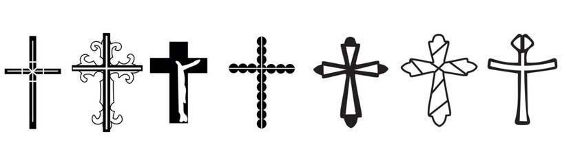 Set of crosses on white background