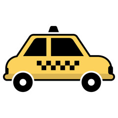 Yellow taxi car on white background