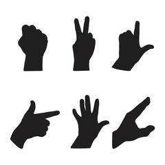 set of hands. Vector illustration isolated on white background.  Hand gestures, human arm palm gesture communication illustration set. Vector Human Hand Gesture For Your Design.