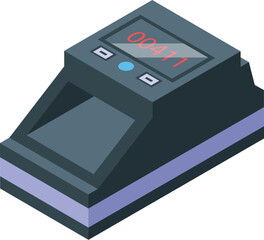 Business currency detector icon isometric vector. Money machine. Shop cash