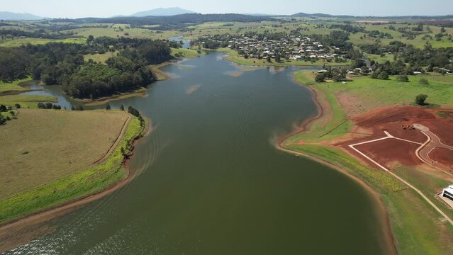 Spectacular aerial footage of Lake Tinaroo Atherton Tablelands Queensland Australia