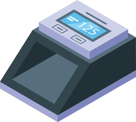 Money currency detector icon isometric vector. Credit banknote. Finance bank