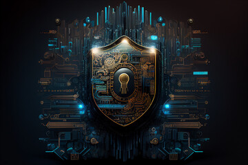 Fototapeta premium protection against cyber crime, internet network cyber security, generative AI