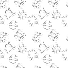 Vector seamless pattern of easel, dye, color palette is made of various element