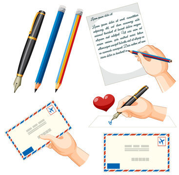 Set of mix letter writing