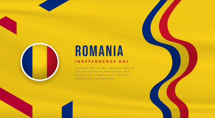 Banner illustration of Romania independence day celebration with text space. Vector illustration.