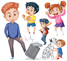 Set of cute cartoon character