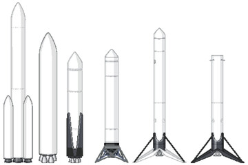 Set of rockets and launch vehicles