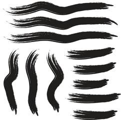 set of grunge black paint, ink brush strokes. brush collection isolated on white background. vector illustration format