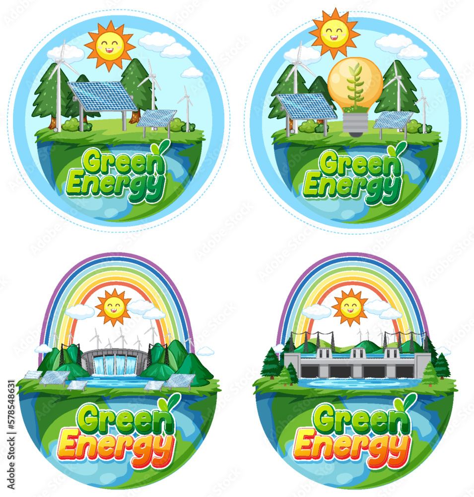 Wall mural green energy logo banner concept