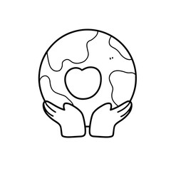 love earth outline cartoon