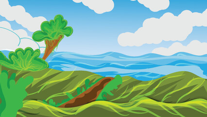 Fototapeta premium Vector illustration of a dream landscape