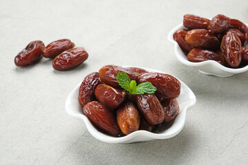 Delicious Kurma Tunisia, sweet dried dates palm fruits. Popular during Ramadan
