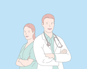 Doctor and stethoscope, vector illustration