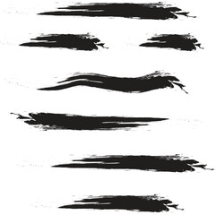 set of brush strokes vector art horizontal shape lines isolated on white background.