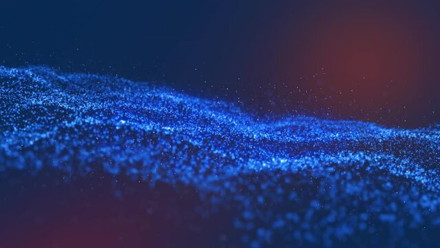 Animation of blue glowing mesh moving on blue background