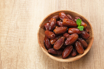 Delicious Kurma Tunisia, sweet dried dates palm fruits. Popular during Ramadan
