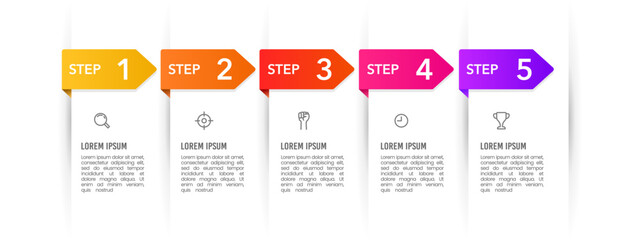 Infographic label number with 5 options or steps. Business presentation. Vector illustration.