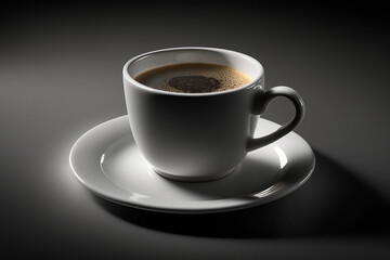 Cup of coffee on a gray background. Generative AI