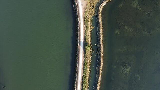 Drone on the Albarella lagoon in Veneto, Italy