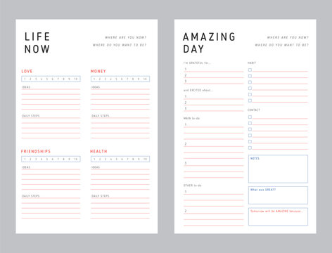 Daily planner template. Cute and simple printable to do list. Business organizer page. Paper sheet. Realistic vector illustration.