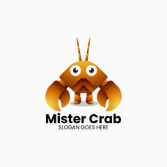 Vector Logo Illustration Crab Cartoon Colorful Style