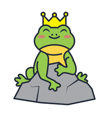 frog with crown in rock
